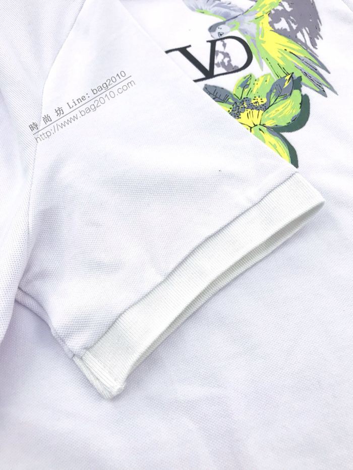 Valentino男裝 華倫天奴2020新款花卉飛鳥印花短袖polo衫  ydi3027
